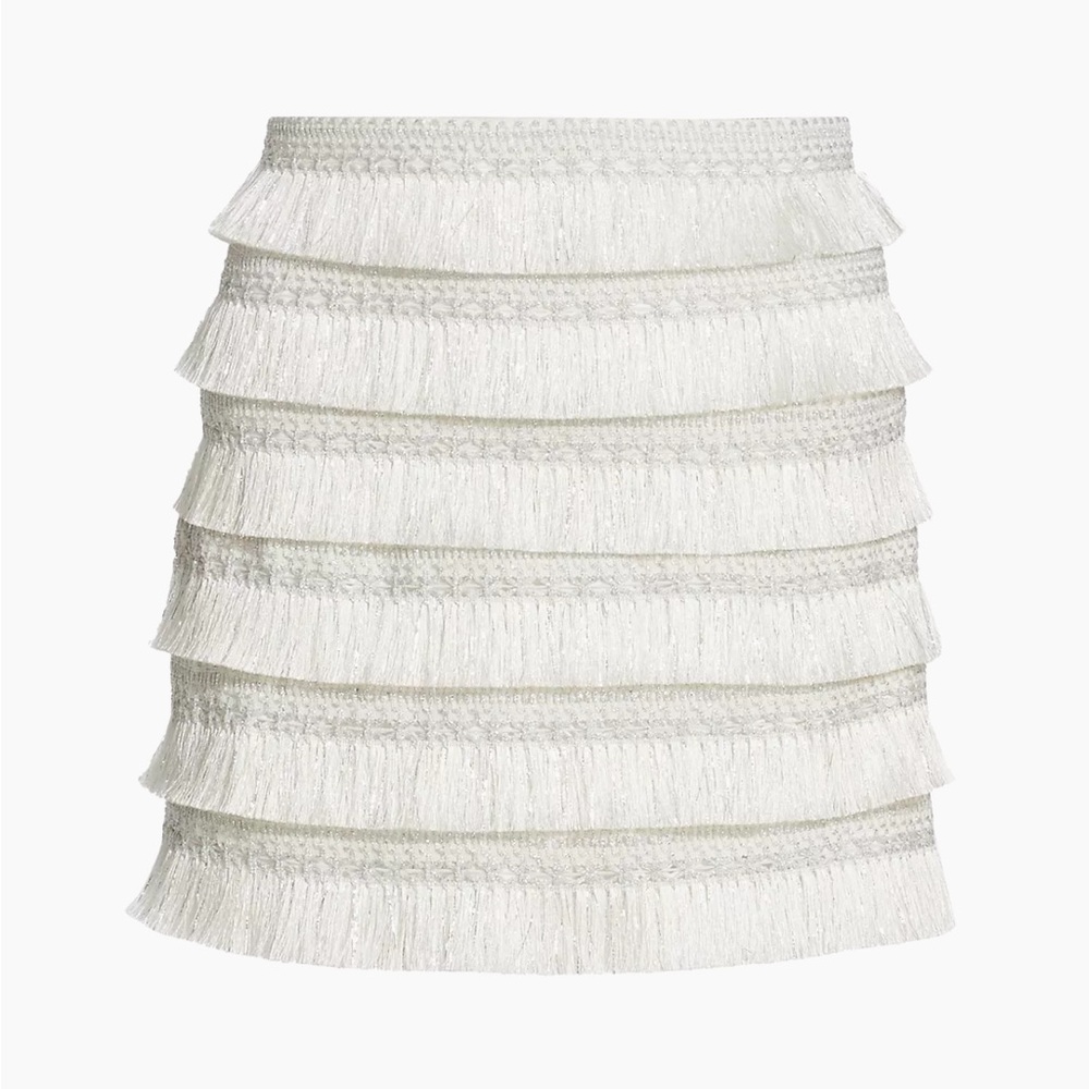 PatBO Metallic Fringe Miniskirt